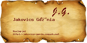 Jakovics Génia névjegykártya